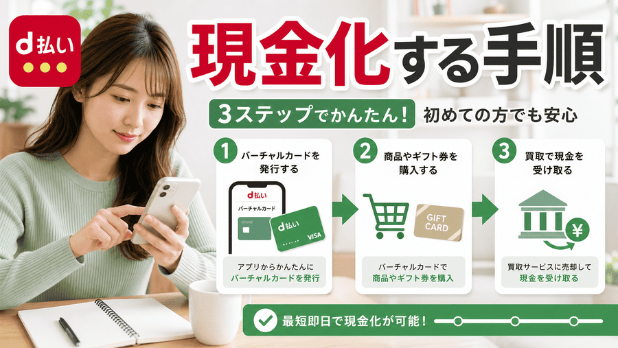 d払いバーチャルカードで現金化する手順