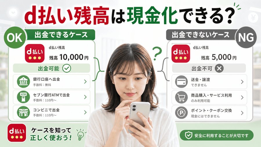 d払い残高は現金化できる？出金できるケースとできないケース