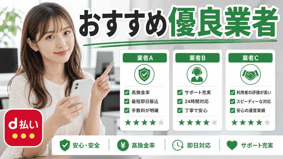 d払い現金化でおすすめの優良業者