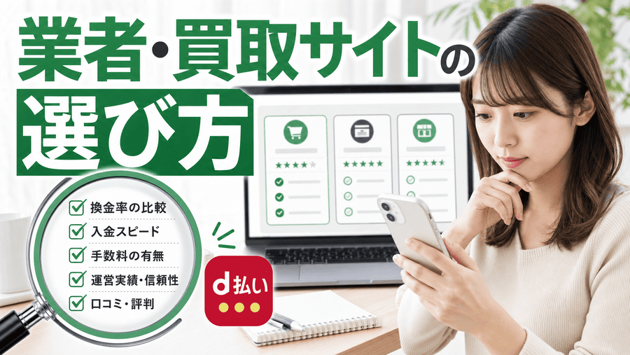 d払い現金化におすすめの業者・買取サイトの選び方