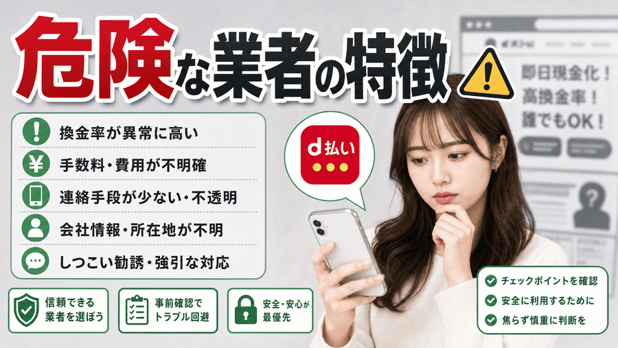 d払い現金化で避けるべき危険な業者の特徴